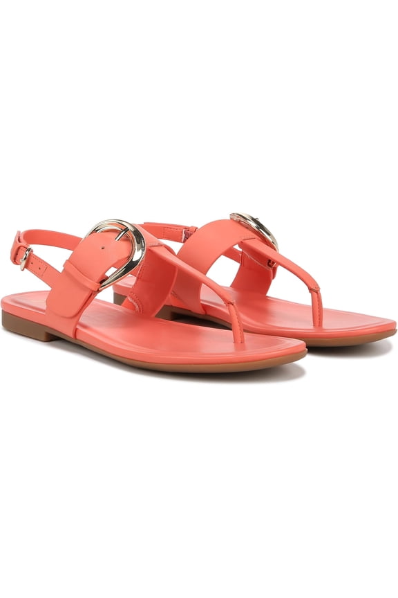 Womens Taylor T-Strap Slingback Flat Sandal Apricot Blush 8W