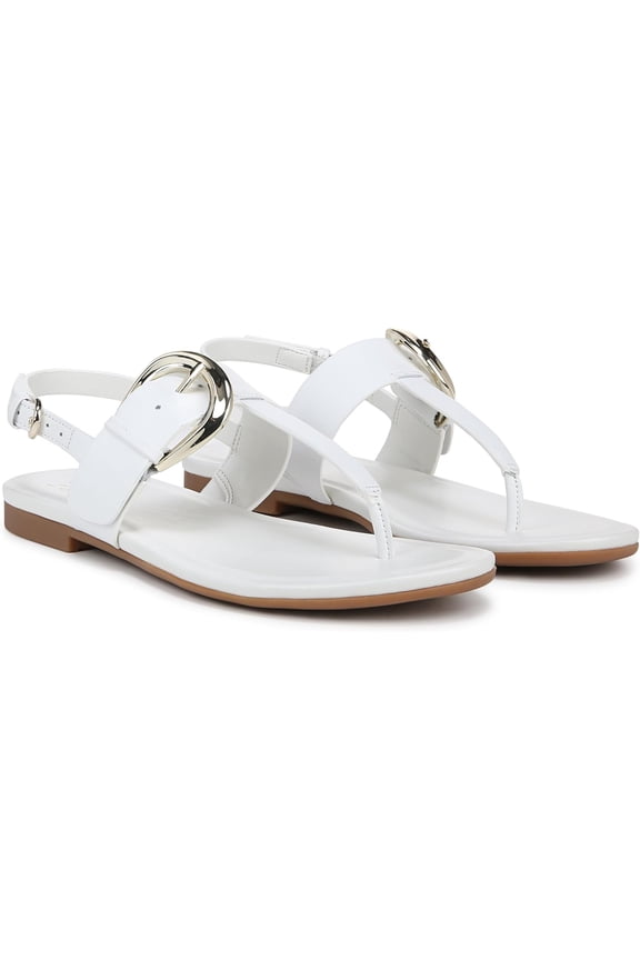 Womens Taylor T-Strap Slingback Flat Sandal White 8M