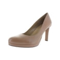 thumbnail image 1 of Naturalizer Womens Teresa Leather Platform Heels Beige 8.5 Wide (C,D,W), 1 of 2
