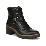 Naturalizer Womens Tia Leather Buckle Lace-Up Boot Black 9 Medium B,M