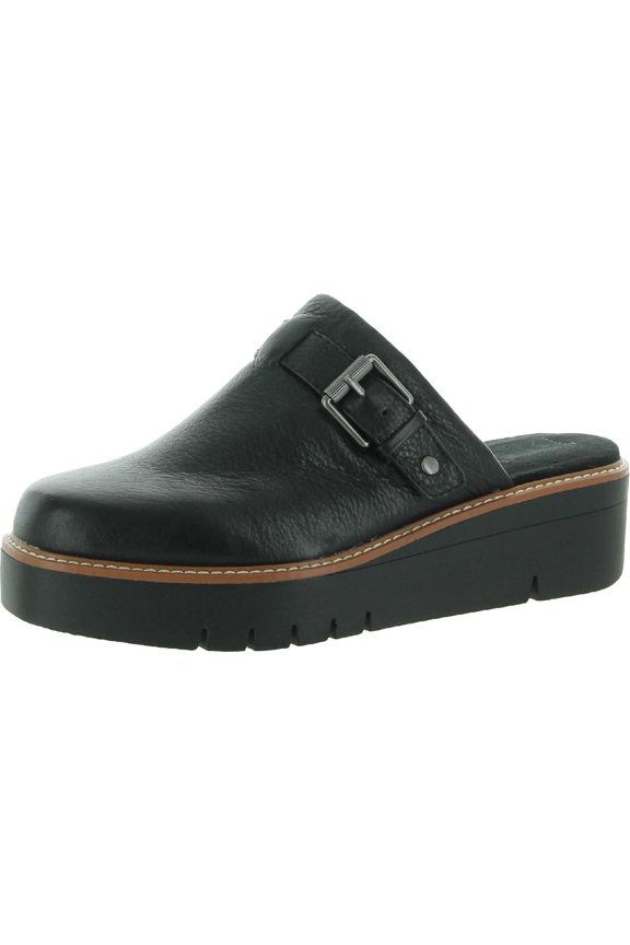 Womens Wayde Leather Flatform Slip-On Shoes Black 10 Medium (B,M)