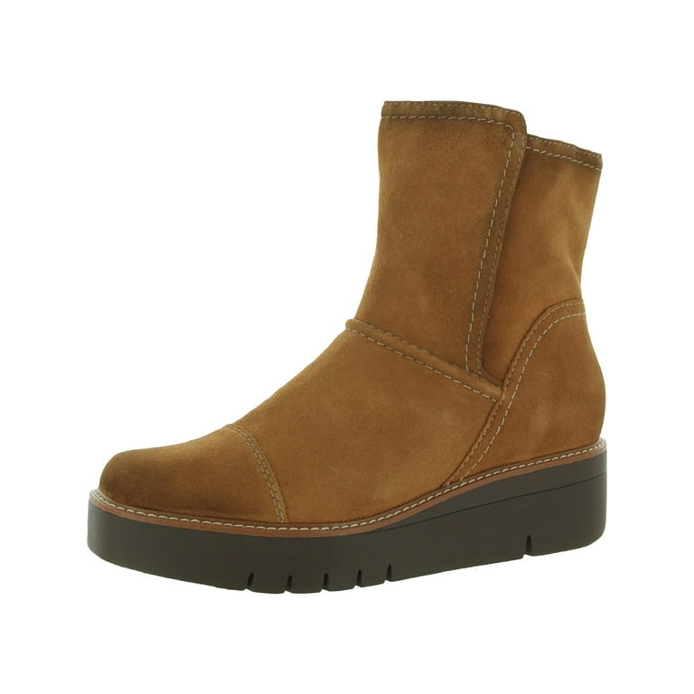 Naturalizer Womens Wylie Suede Wedge Combat Lace up Boots