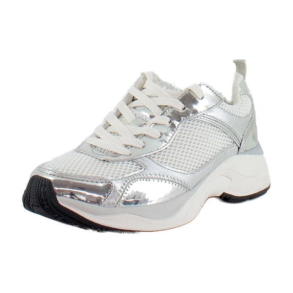 Naturalizer Zoie Women's Fashion Sneakers White Mesh/Silver Leather Size 7.5 W