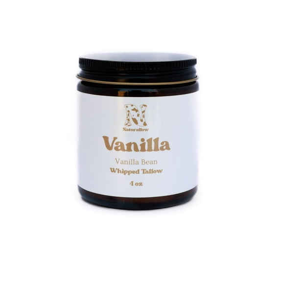 Naturallow Vanilla Scented 100% Grass Fed Whipped Tallow Moisturizer with Organic Vanilla