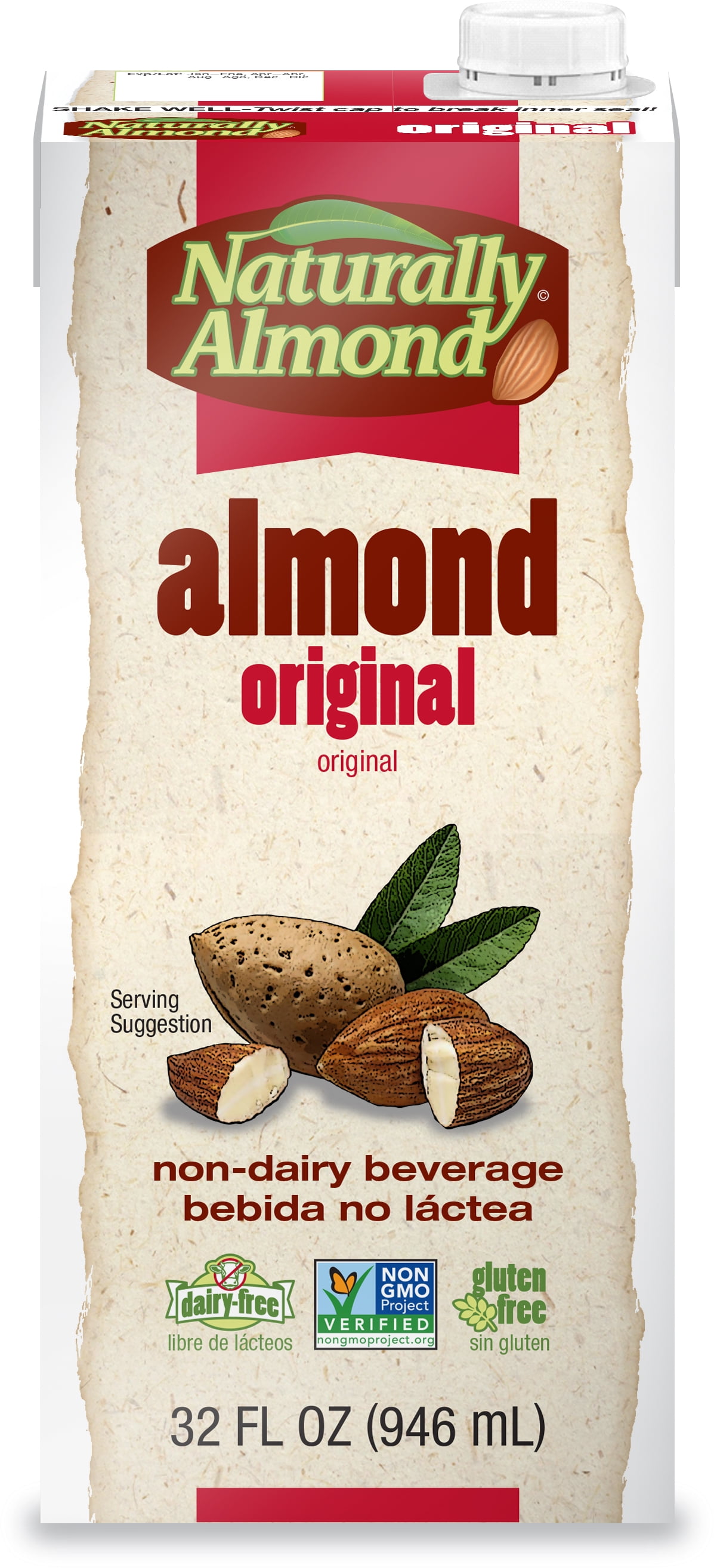 Naturally Brand Almond Milk Original, Lactose Free, 32 fl oz