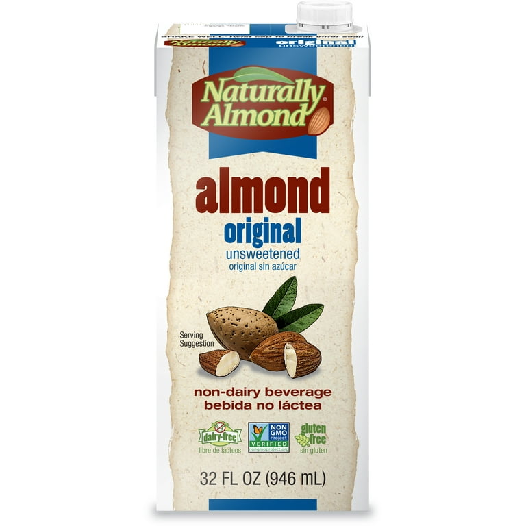 Naturally Brand Almond Milk Original, Unsweetened, 32 fl oz Carton
