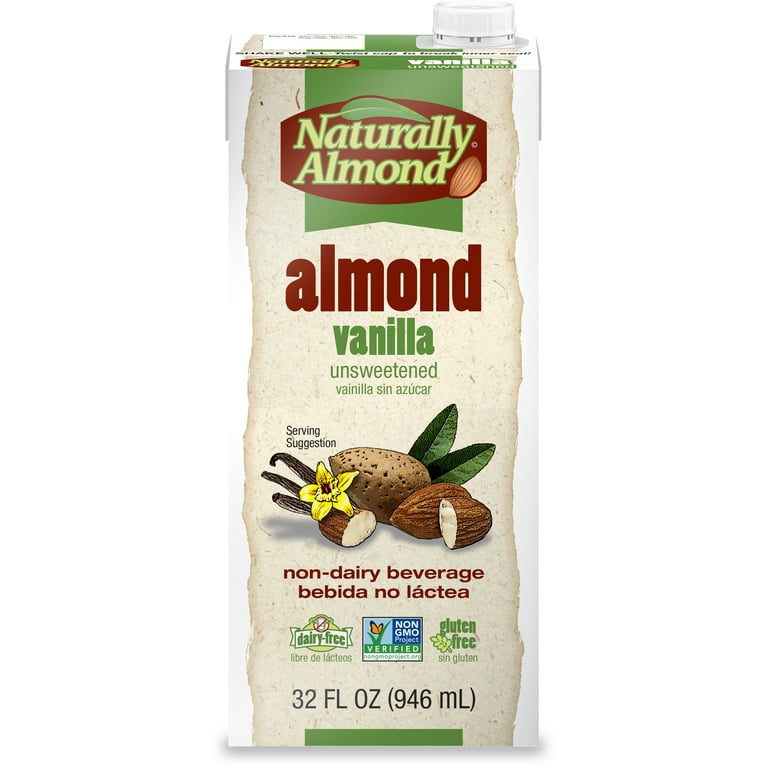 Naturally Brand Almond Milk Original, Unsweetened Vanilla Flavor