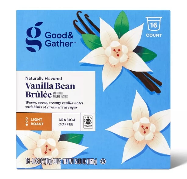 Naturally Flavored Vanilla Bean Brulee Light Roast Coffee 16ct Single
