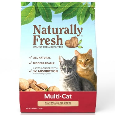 Naturally Fresh Quick Clumping Multi-Cat Litter, Walnut-Based. 26 lb. Bag.