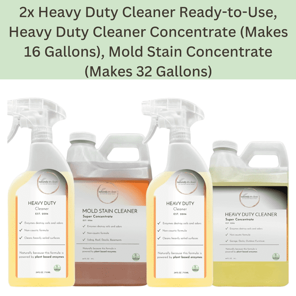 Naturally It's Clean Outdoor Kit - Includes 64 oz Concentrates & 24 oz Ready-to-Use Bottles, Light Citrus, 4 Pack, Eco-Friendly