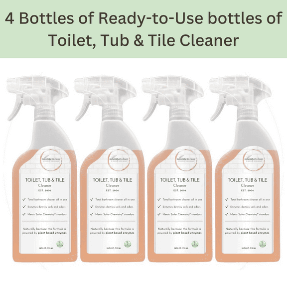 Naturally It's Clean 4-Pack Bathroom Cleaner, made from Plant-Based Enzymes, Fresh Scent, 96 Total Ounces