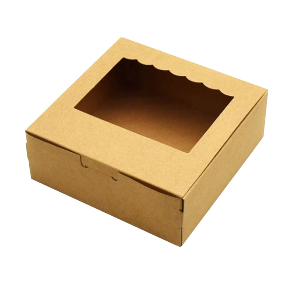 Naturally Kraft Bakery Pie Box With PVC Window Large Cookie Box for Cake Pastries 4 Grains Of