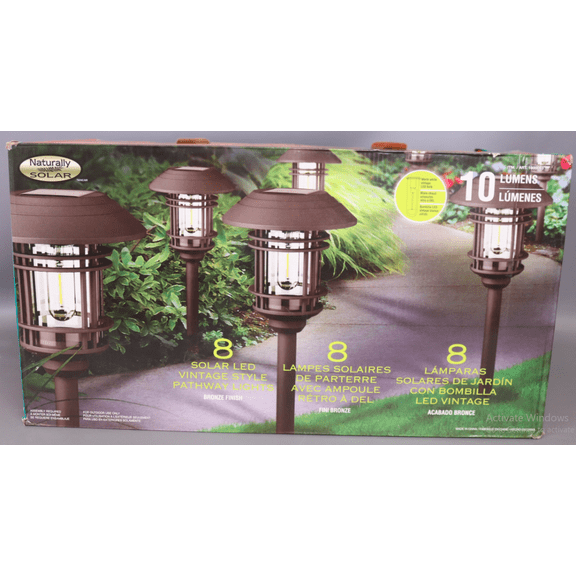 Naturally Large Solar Large Pathway Lights, 8-pack