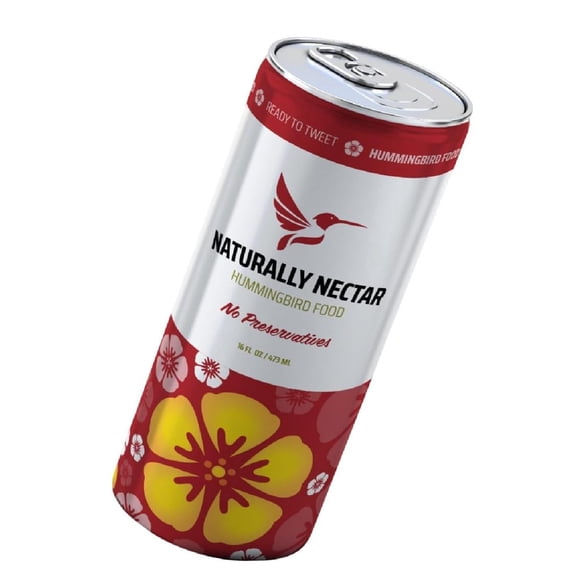 Pure Hummingbird Nectar - Ready-to-Use Natural Sugar Water in Convenient Cans - No Artificial Dyes - 16 fl oz (4 Pack)