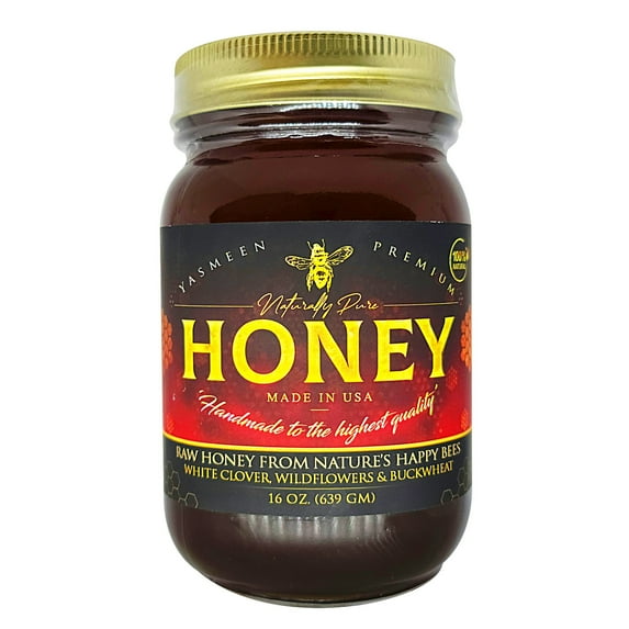 Naturally Pure Honey - 100% Natural - Made in USA - Illinois - Yasmeen Premium 16 oz (639gm)