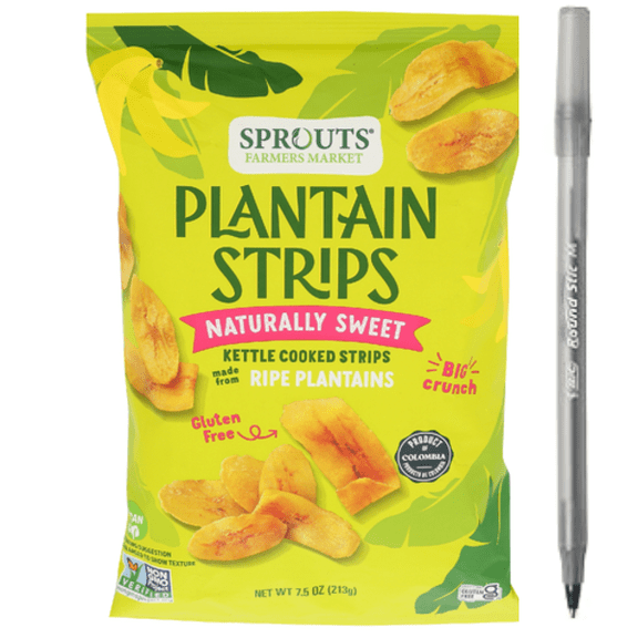 Naturally Sweet Plantain Strips with pen