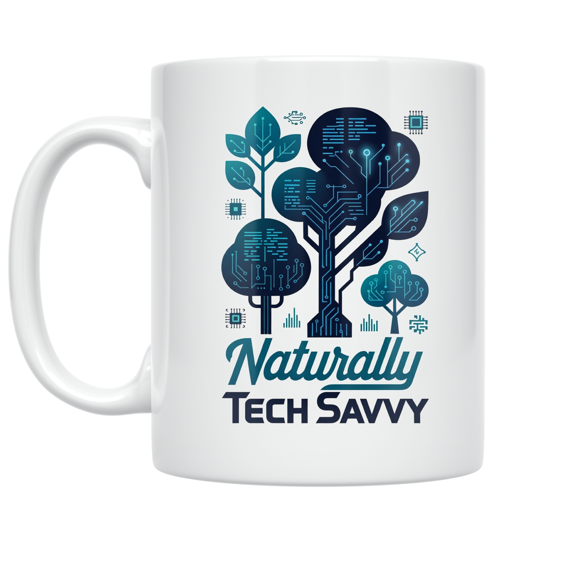 Naturally Tech Savvy Futuristic Design - Tech Enthusiast - 11 oz Ceramic Coffee Mug