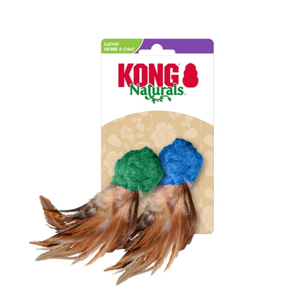 KONG Naturals Crinkle Ball w/ Feathers Cat Toy for Chasing and Swatting. with Premium North American Catnip