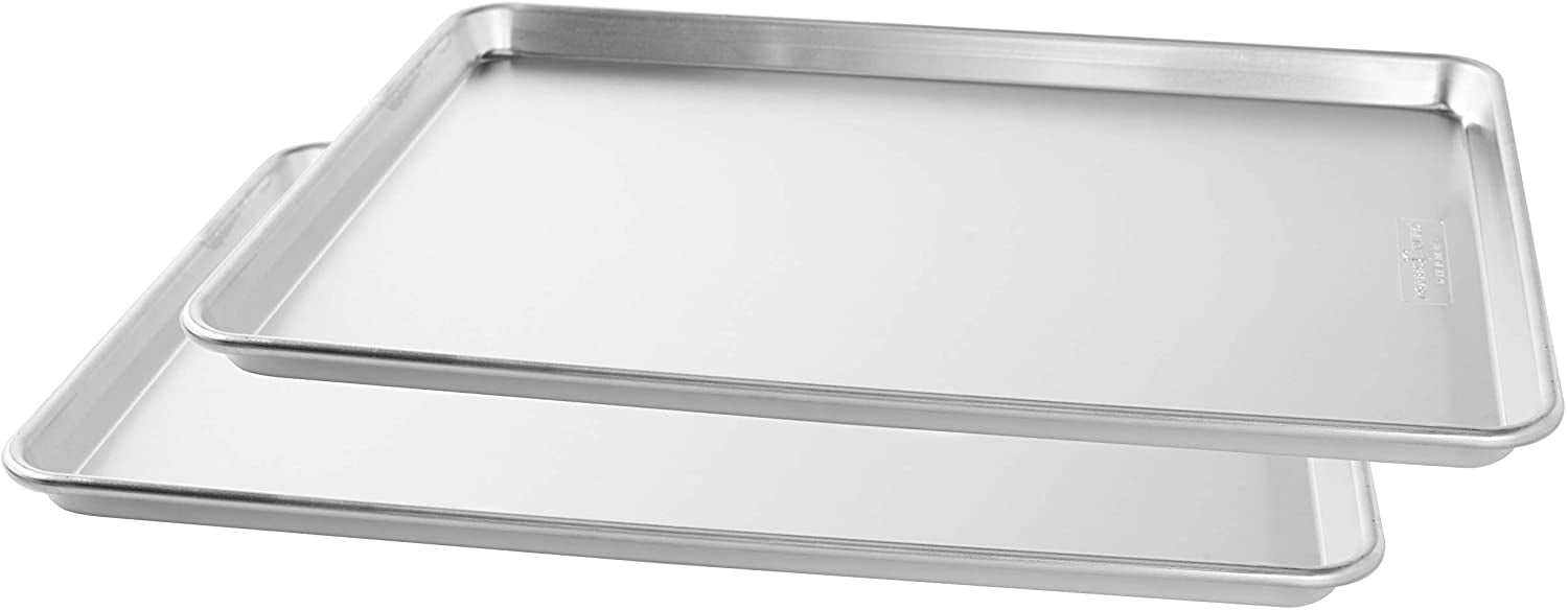 Extra-Large Silver Aluminum Cookie Sheet Set, 2 Pack