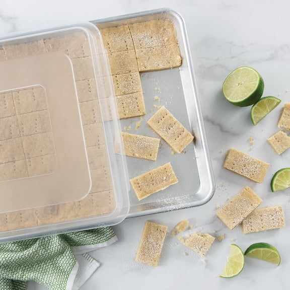 Naturals Two Half Sheets with Lid Set, 3-Pieces & 43343 Oven Safe Nonstick Baking & Cooling Grid (1/2 Sheet), One Size, Steel