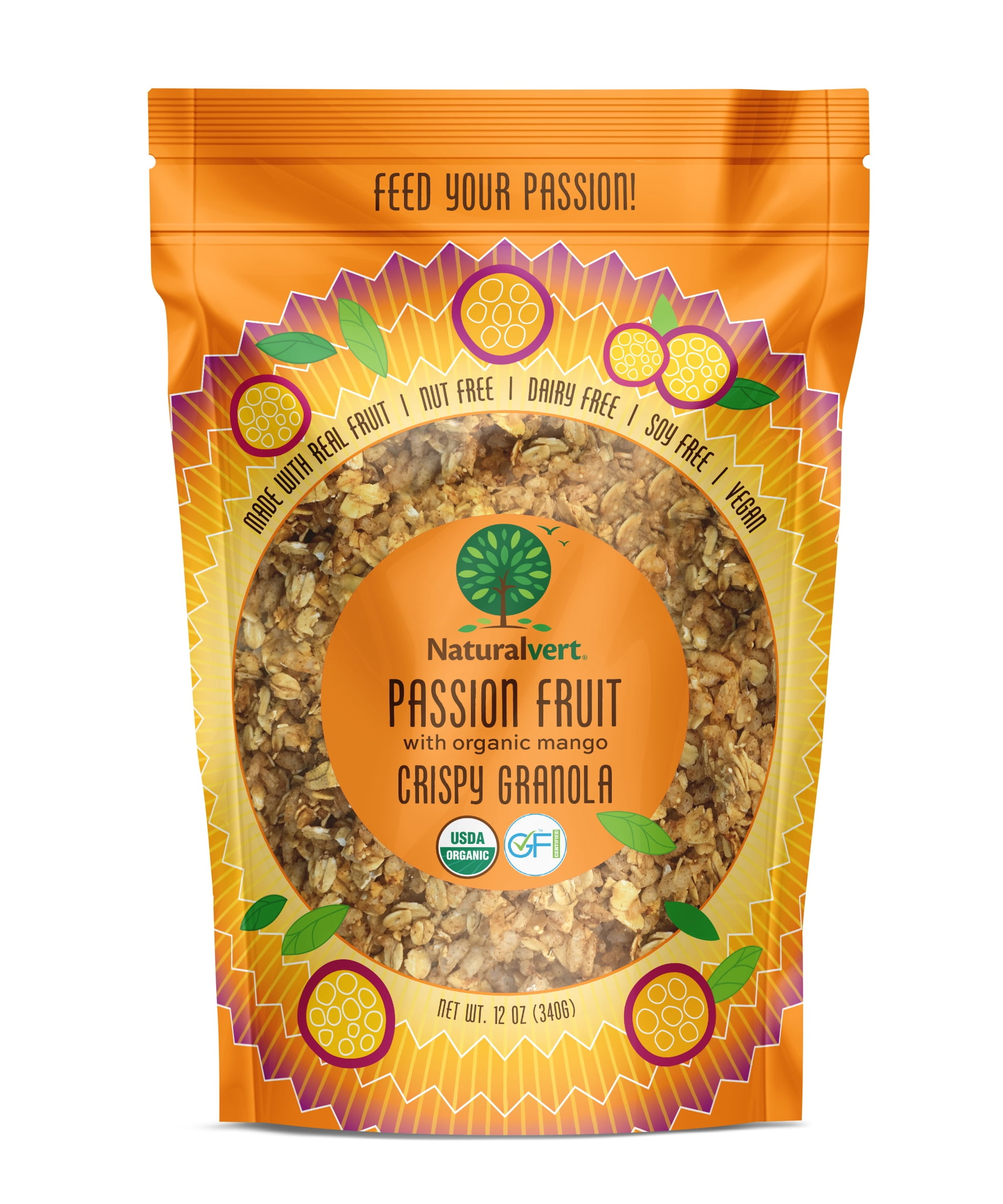 Naturalvert Organic, Gluten Free, Vegan Granola- Passion Fruit Mango Vegan (12oz)
