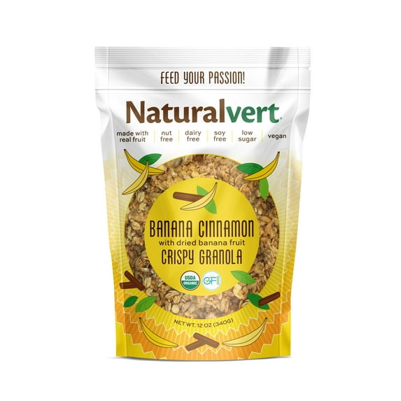 Naturalvert Organic, Gluten free, Vegan granola- Banana Cinnamon Vegan (12oz)