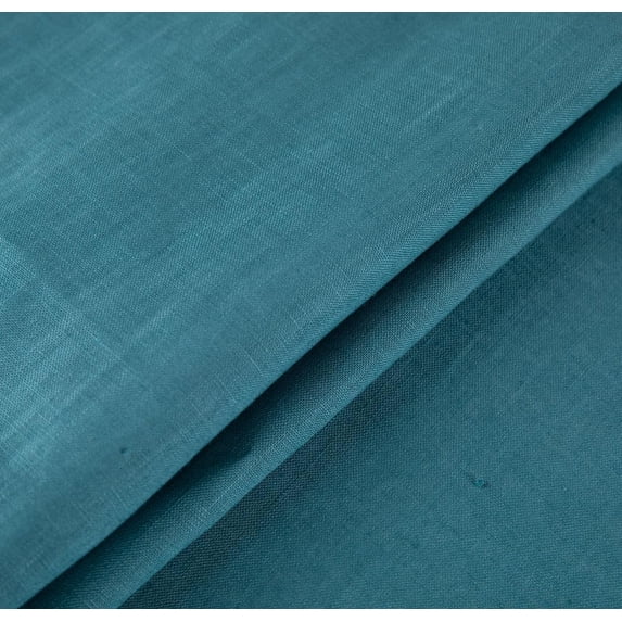 Nature 100% Pure Linen Fabric Cloth for Embroidery Garment, Craft by The Yard (Acid Blue)