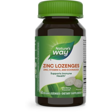 Nature's Way Zinc Lozenges, Immune Support, Wild Berry Flavored, 60 Lozenges