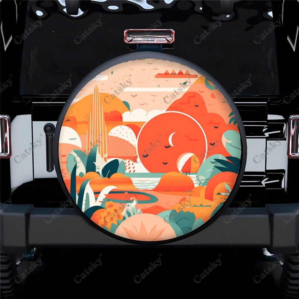Nature Abstract Shapes Pattern Polyester Universal Spare Wheel Tire