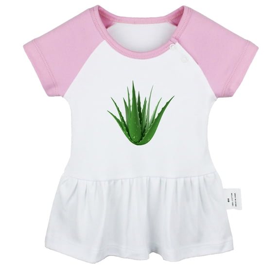 Nature Aloe Vera Pattern Dresses For Baby, Newborn Babies Skirts, Infant Princess Dress, 0-24M Kids Graphic Clothes (Pink Raglan Dresses, 18-24 Months)