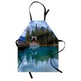 thumbnail image 1 of Nature Apron Canadian Emerald Lake Scenery with a Wooden Cottage House Country View, Unisex Kitchen Bib Apron with Adjustable Neck for Cooking Baking Gardening, Petrol Blue Olive Green, by Ambesonne, 1 of 3