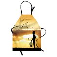thumbnail image 1 of Nature Apron Little Child Silhouette with a Bird Cage at Sunset in Forest Rural Trees Birds, Unisex Kitchen Bib Apron with Adjustable Neck for Cooking Baking Gardening, Marigold Black, by Ambesonne, 1 of 3