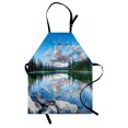 thumbnail image 1 of Nature Apron Long View of Golden Sunrise Skyline at Pyramid Lake Tranquility Canadian Scenery, Unisex Kitchen Bib Apron with Adjustable Neck for Cooking Baking Gardening, Blue Green, by Ambesonne, 1 of 3