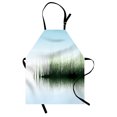 thumbnail image 1 of Nature Apron Spring Time Sunset Beams Lake Reflection with Leaves Buds Flowers Rock Image, Unisex Kitchen Bib Apron with Adjustable Neck for Cooking Baking Gardening, Blue and Green, by Ambesonne, 1 of 3