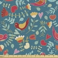 thumbnail image 1 of Nature Art Fabric by the Yard, Botanical Theme Colorful Birds Flowers Leaves and Hearts Ornaments, Upholstery Fabric for Dining Chairs Home Decor Accents, Petrol Blue Multicolor by Ambesonne, 1 of 5
