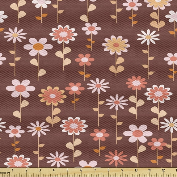 Ambesonne Nature Art Fabric by the Yard Upholstery, Pinkish Various Blossoms, 10 Yards, Multicolor