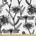 thumbnail image 1 of Ambesonne Nature Art Fabric by the Yard Upholstery, Plants and Dragonflies, 5 Yards, Charcoal Grey White, 1 of 5
