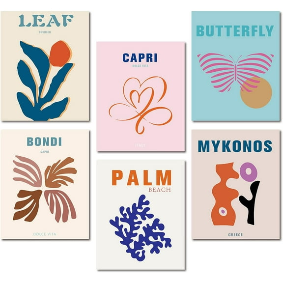 Nature Art Prints 8"X10" - Set of 6- Watercolor Prints Wall Art Abstract Minimalist Wall Art Prints for Living Room Bedroom Bathroom Kitchen Home Office Decoration