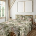 thumbnail image 1 of Ambesonne Nature Art Fitted & Flat Sheet with Shams 4 Pcs Set, Forest Line Art Leaves, Queen, Sage Green and Pale Rose, 1 of 5
