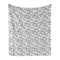 thumbnail image 1 of Nature Art Soft Flannel Fleece Blanket, Hand Drawn Inspired Sketchy Bird Butterflies and Blossoms on Branches, Cozy Plush for Indoor and Outdoor Use, 50" x 60", Charcoal Grey White, by Ambesonne, 1 of 6