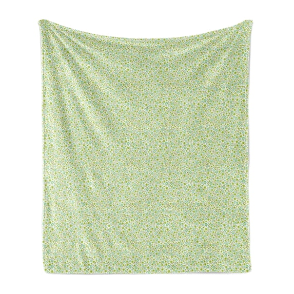 Nature Art Soft Flannel Fleece Throw Blanket, Summer Flowers Daisy Blooms Chamomiles Field Blossoming Season, Cozy Plush for Indoor and Outdoor Use, 50" x 60", Apple Green and Turquoise, by Ambesonne