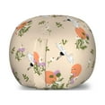 thumbnail image 1 of Nature Art Storage Toy Bag Chair, Flying Storks Pattern Purple Wildflowers and Suns Images on Beige Background, Stuffed Animal Organizer Washable Bag, Large Size, Multicolor, by Ambesonne, 1 of 3