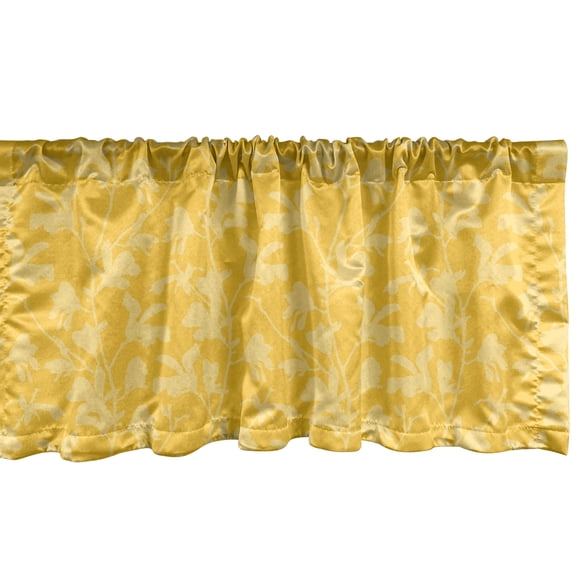 Ambesonne Nature Art Valance Pack of 2, Magnolia Blossoms Design, 54"X18", Mustard Pastel Yellow