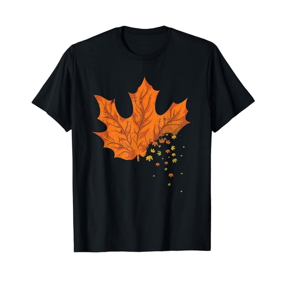 Nature Autumn Leaves Forest Thanksgiving Botanical Fall Black T-Shirt