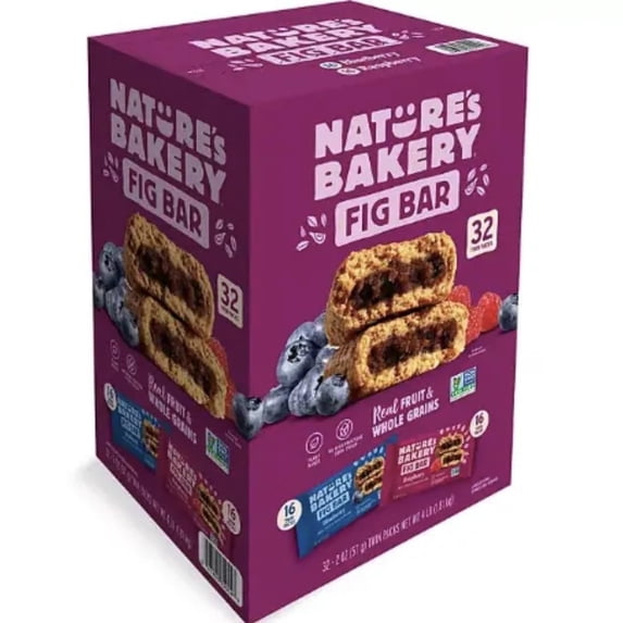 Nature Bakery Blueberry and Raspberry Fig Bars, 2 oz, 32 Count Variety Pack