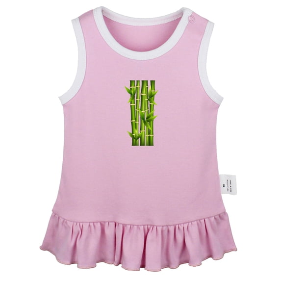 Nature Bamboo Pattern Dresses For Baby, Newborn Babies Skirts, Infant Princess Dress, 0-24M Kids Graphic Clothes (Pink Sleeveless Dresses, 6-12 Months)