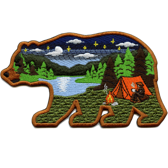 Nature Bear Travel Patch Camping Outdoors Forest Embroidered Iron On