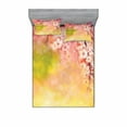 thumbnail image 1 of Ambesonne Japanese Fitted Sheet & Pillow Sham Set, Sakura Floral Beauty, Queen, Pink Green Yellow, 1 of 3