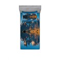 thumbnail image 1 of Nature Bedding Set with Sheet & Covers, Majestic Rocky Mountains with Reflections on the Lake Creek Idyllic Landscape, Printed Bedroom Decor 2 Shams, 4 Sizes, Blue and Brown, by Ambesonne, 1 of 3