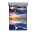 thumbnail image 1 of Nature Bedding Set with Sheet & Covers, Thunder over the Sea with Reflections Storm Theme Mother Earth Theme Image, Printed Bedroom Decor 2 Shams, 4 Sizes, Orange Blue, by Ambesonne, 1 of 3